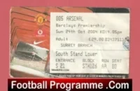Manchester United v Arsenal 2004 – Ticket Pizzagate Fergie