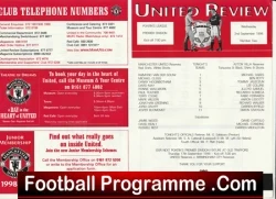 Manchester United v Aston Villa 1998 - Man Utd Treble Season Reserves - football programme