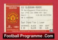 Manchester United v Blackburn Rovers 2002 – Football Ticket