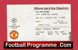 Manchester United v Brondby 1998 - Treble Season Ticket - football memorabilia