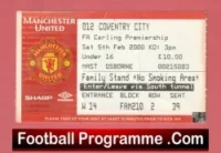 Manchester United v Coventry City 2000 – Match Ticket
