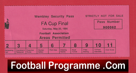 Manchester United v Everton 1995 - FA Cup Final Ticket + Security Pass - Image 3