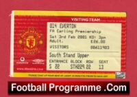 Manchester United v Everton 2001 – Football Ticket