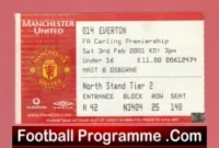 Manchester United v Everton 2001 – Match Ticket