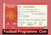Manchester United v Middlesbrough 2000 – Football Ticket