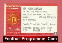 Manchester United v Middlesbrough 2000 - Football Ticket - football memorabilia