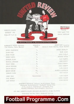 Manchester United v Stoke City 1996 - Reserves Match - football programme