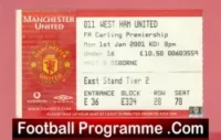 Manchester United v West Ham United 2001 – Football Ticket