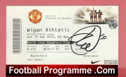 Manchester United v Wigan Athletic 2012 - Ticket Signed Ashley Young - football memorabilia