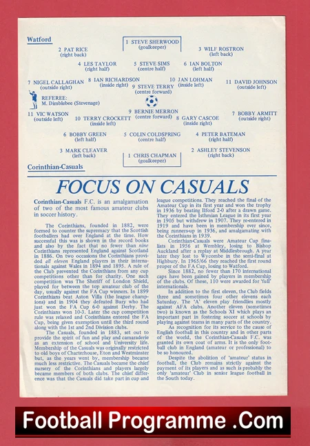 Watford v Corinthian Casuals 1970s - Image 3