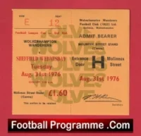 Wolves Wolverhampton v Sheffield Wednesday 1976 – Football Ticket