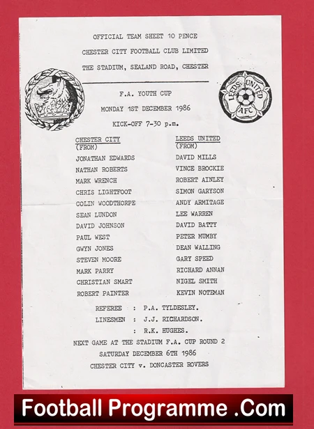 Chester City v Leeds United 1986 - Youth Match - Image 2