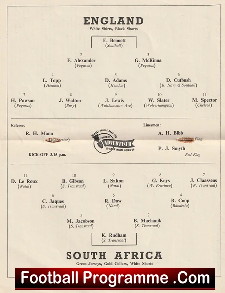 England v South Africa 1953 Amateur International Selhurst Park - Image 5