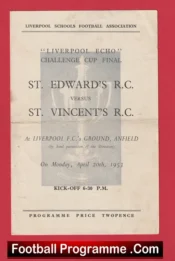 St Edwards RC v St Vincents RC 1953 – Liverpool Schoolboys Anfield