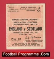 England v Scotland 1957 – Football Ticket – Duncan Edwards