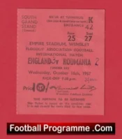 England v Romania 1957 – Under 23s Football Ticket U23