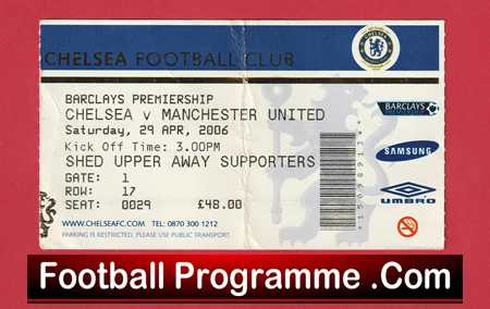 Chelsea v Manchester United 2006 - Match Ticket - Image 2
