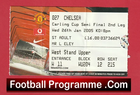 Manchester United v Chelsea 2005 - Semi Final Football Ticket - Image 2
