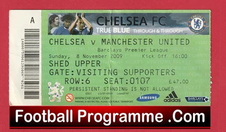 Chelsea v Manchester United 2009 - Football Ticket - Image 2
