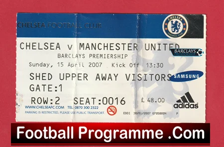 Chelsea v Manchester United 2007 - Football Ticket - Image 2