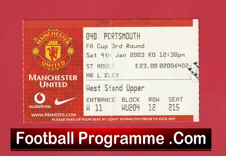 Manchester United v Portsmouth 2003 - Football Ticket FA Cup - Image 2