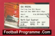 Manchester United v Arsenal 2004 – League Cup Ticket