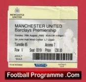 Newcastle United v Manchester United 2005 – Football Ticket