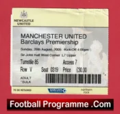 Newcastle United v Manchester United 2005 – Football Ticket