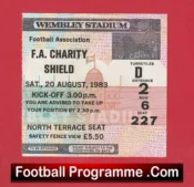 Manchester United v Liverpool 1983 – Charity Shield Football Ticket