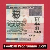 Manchester United v Brighton Hove Albion 1983 – FA Cup Final Match Ticket