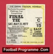 Manchester United v Liverpool 1977 – League Cup Final Ticket