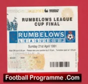 Manchester United v Sheffield Wednesday 1991 League Cup Final Ticket