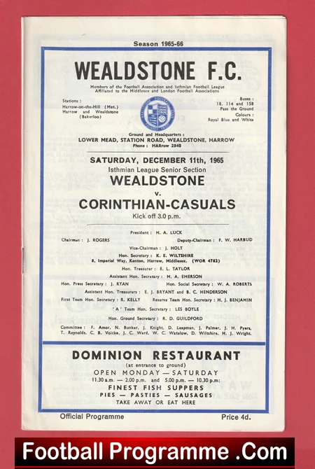 Wealdstone v Corinthian Casuals 1965 - Image 2