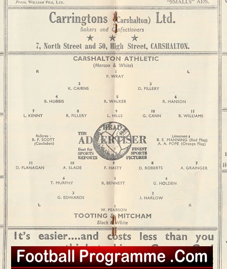 Carshalton Athletic v Tooting Mitcham 1959 - Image 3