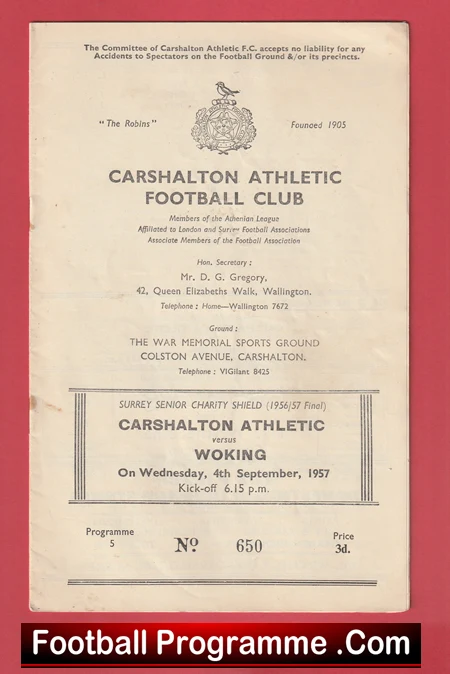 Carshalton Athletic v Woking 1957 - Image 2