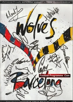Wolves Wolverhampton v Barcelona 1998 - Friendly Multi Signed