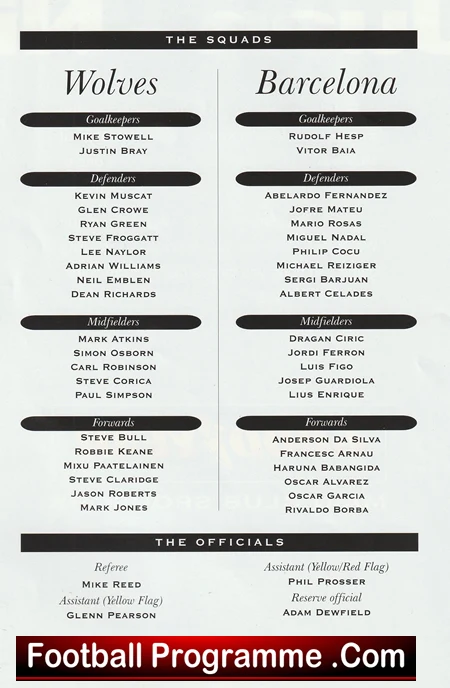 Wolves Wolverhampton v Barcelona 1998 - Friendly Multi Signed - Image 3
