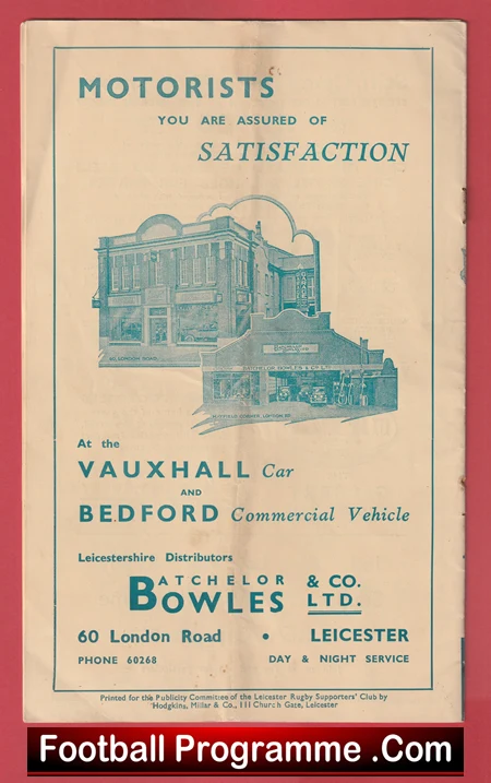 Leicester Rugby v Plymouth Albion 1937 - 1930s Rugby Programme - Image 5
