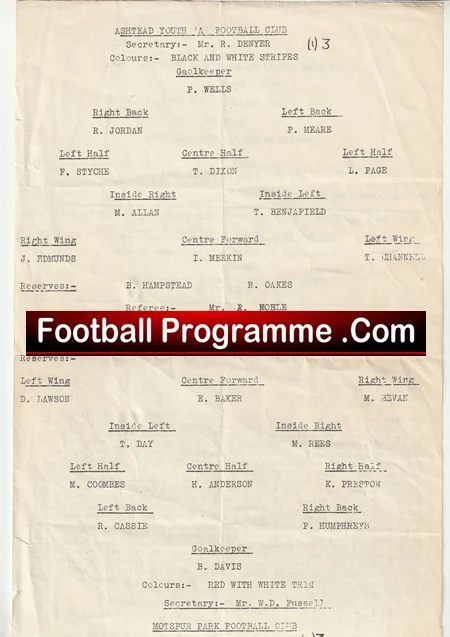 Ashtead Youth v Montspur Park 1963 + Flyer Poster Ticket Carshalton - Image 5