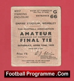 Bishop Auckland v Willington 1950 - Ticket Amateur Cup Final