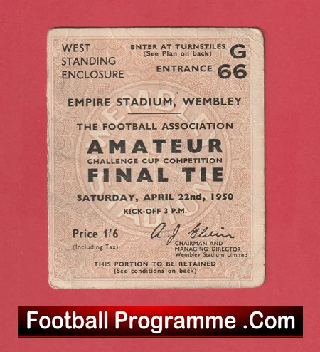 Bishop Auckland v Willington 1950 - Ticket Amateur Cup Final - Image 2