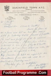 Dukinfield Town Football Club Official Letter 1953