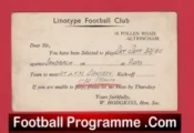 Linotype Football Club Team Official Players Selection Card 1950 (Copy)