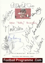 John Brindley Nottingham Forest Multi Signed Testimonial Menu 2007