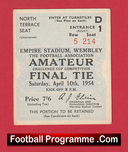 Bishop Auckland v Wycombe Wanderers 1954 - Ticket Amateur Cup Final - Image 2