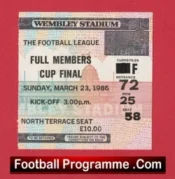 Chelsea v Manchester City 1986 – Full Members Cup Final Ticket