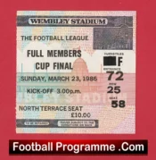 Chelsea v Manchester City 1986 – Full Members Cup Final Ticket