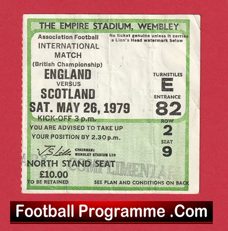 England v Scotland 1979 - Match Ticket - Image 2