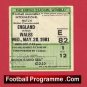 England v Wales 1981 – Match Ticket