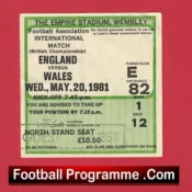 England v Wales 1981 – Match Ticket